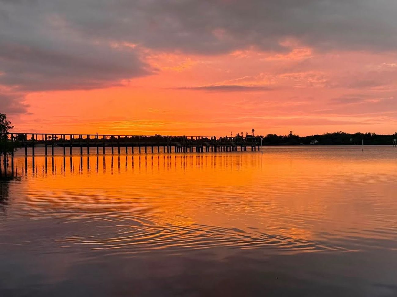 Pier at sunset on the bay in Terra Ceia, Florida